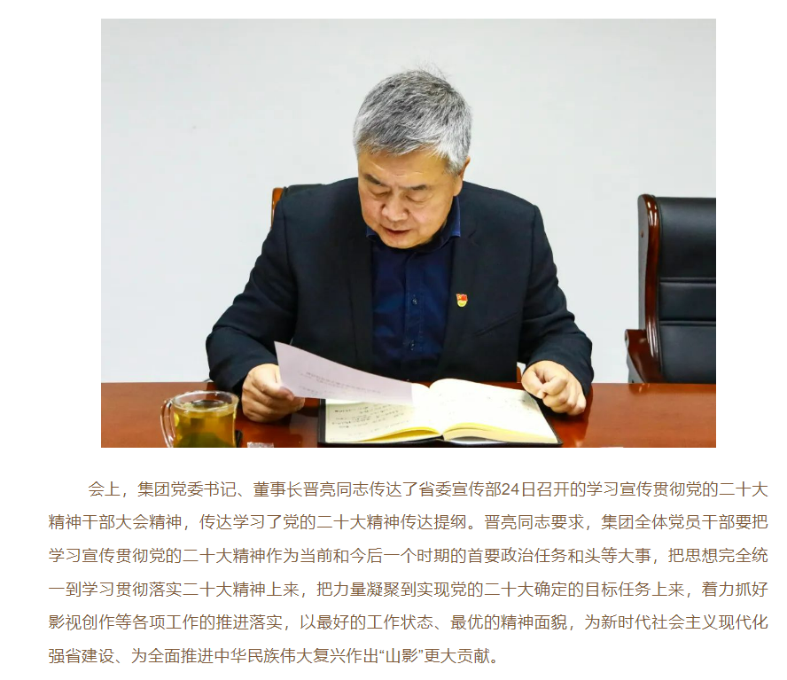 山影集团党委召开学习贯彻党的二十大精神专题会议